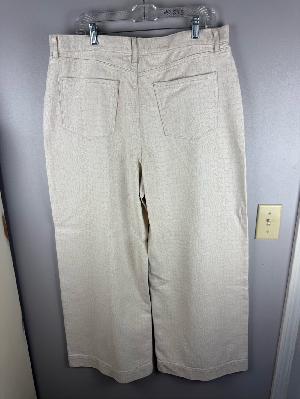 Ana Women’s Cream Alligator Print High Rise Wide Leg Jeans SZ 16 New 100% Cotton - Picture 6 of 10